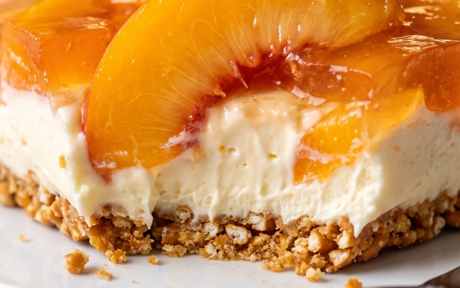 Peach Pretzel Salad Dessert