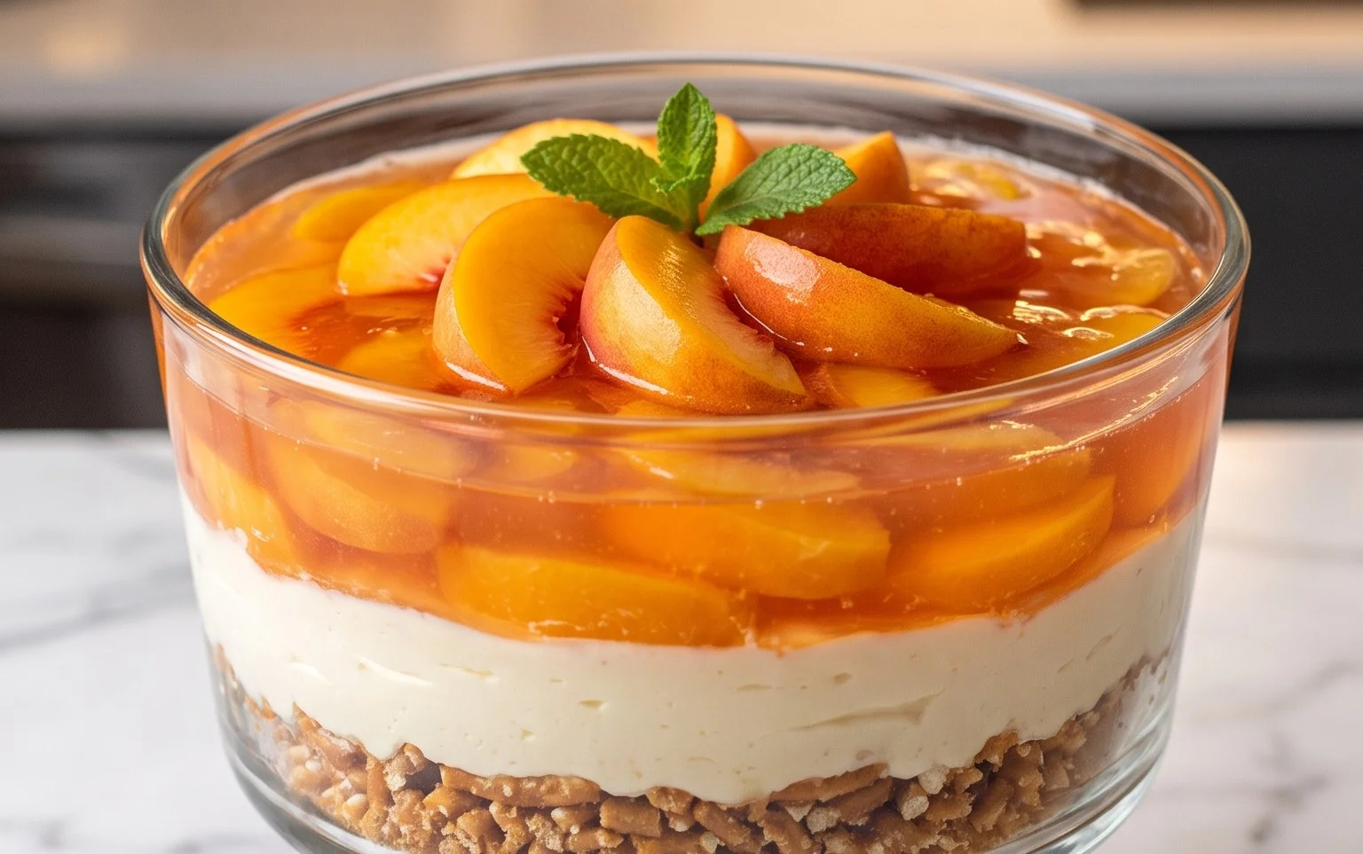 Peach Pretzel Salad Dessert