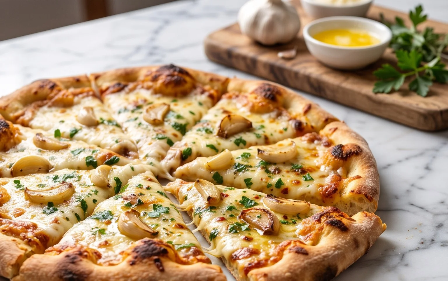buttery garlic pizza
