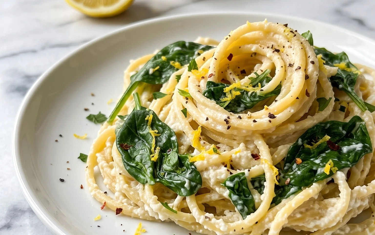 Lemon ricotta pasta & spinach