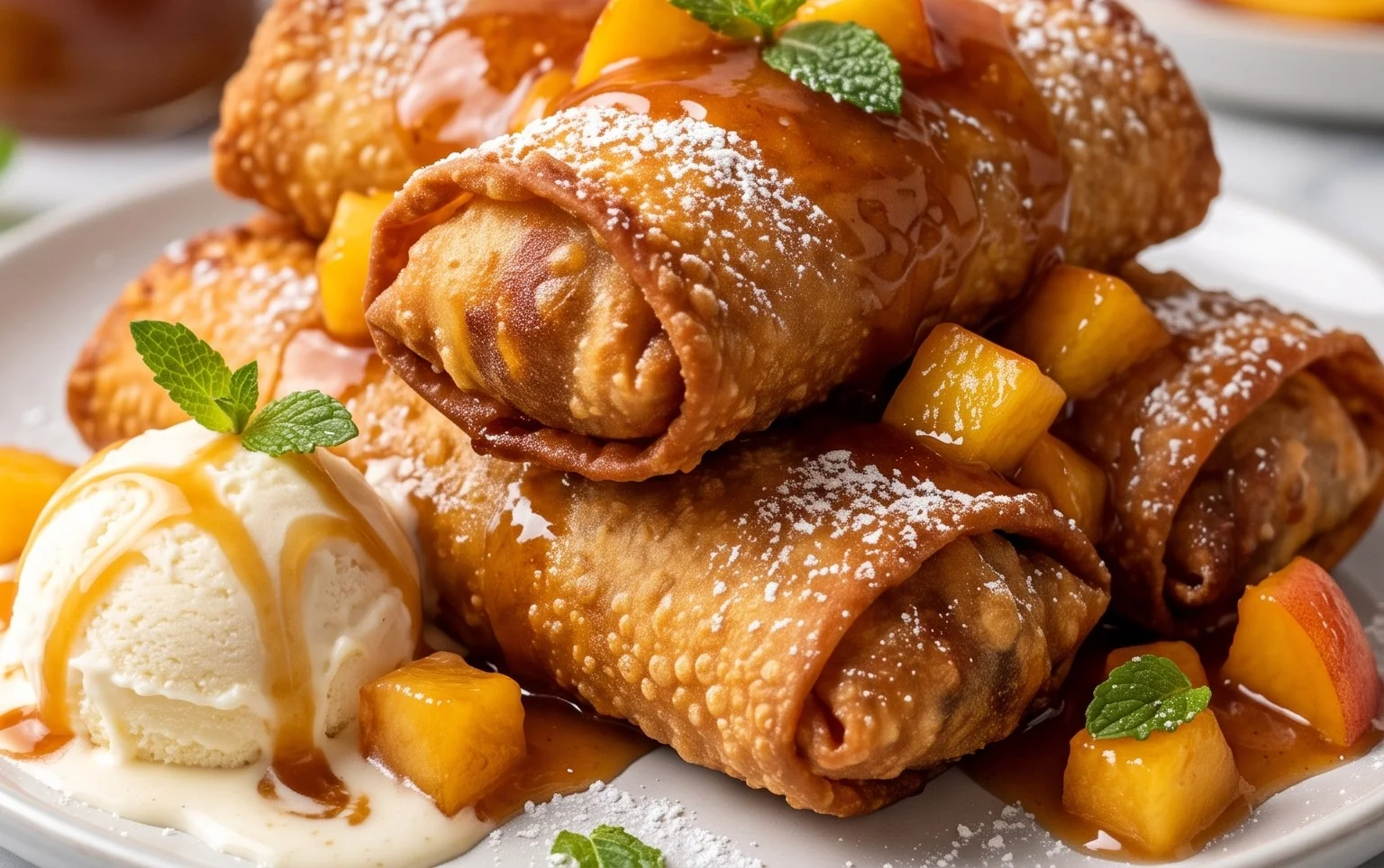 Peach Cobbler Egg Rolls