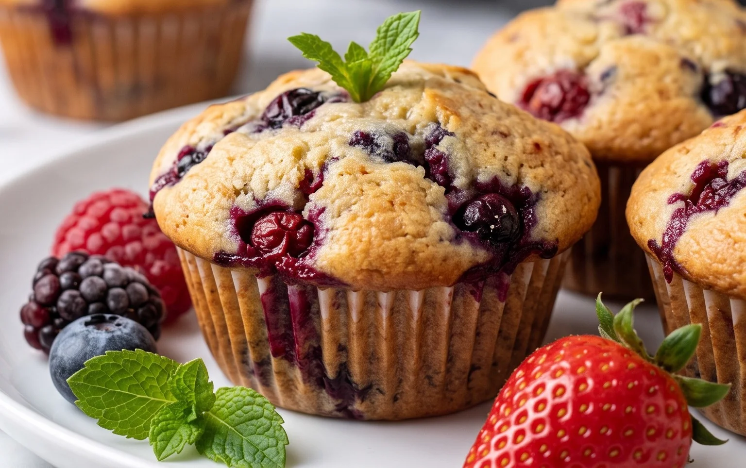 Bakery Style Mixed Berry Muffins | with Frozen Berries
