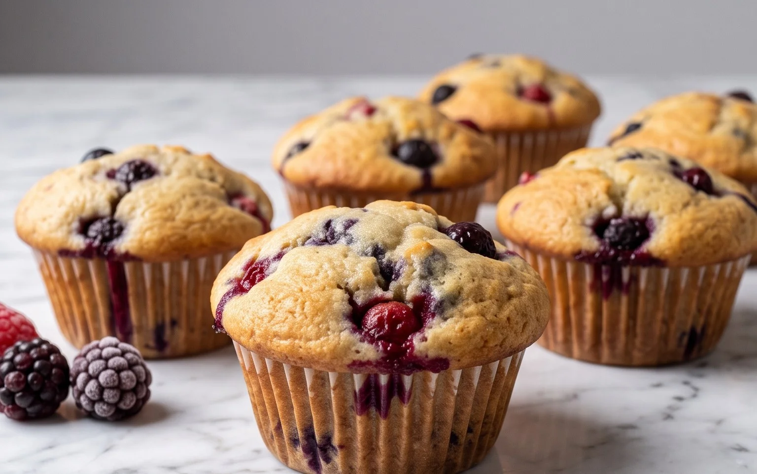 Bakery Style Mixed Berry Muffins | with Frozen Berries