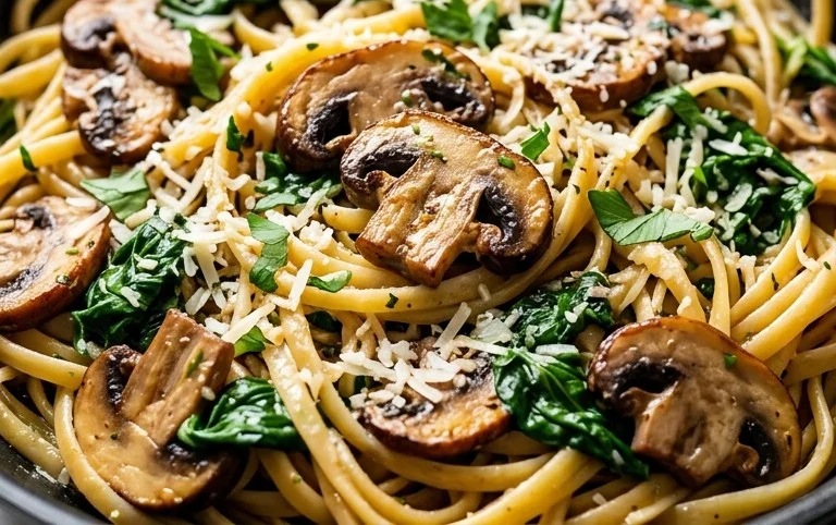 Parmesan Spinach Mushroom Pasta Skillet