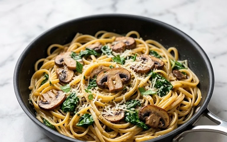 Parmesan Spinach Mushroom Pasta Skillet