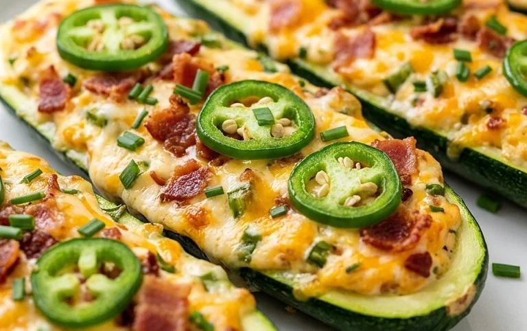 Jalapeno Popper Zucchini Boats