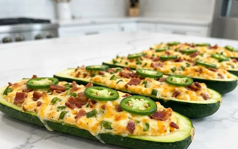 Jalapeno Popper Zucchini Boats