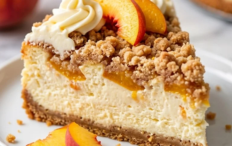Peach Cream Cheese Cake with Streusel Topping