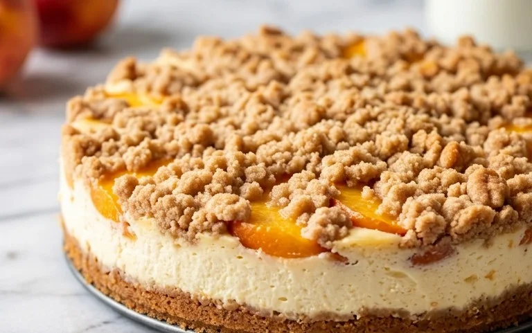 Peach Cream Cheese Cake with Streusel Topping