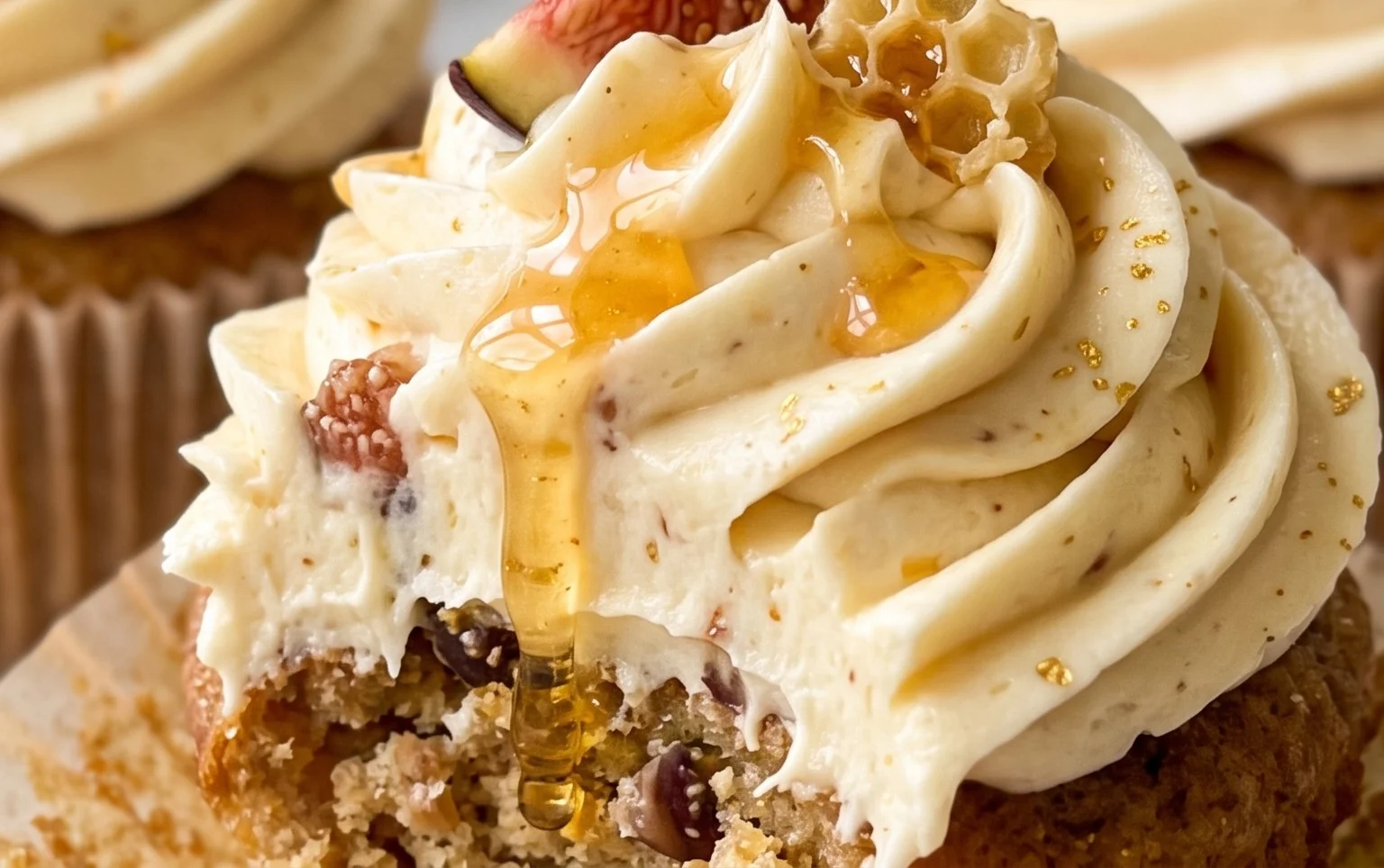 Fig Cupcakes with Honey Cream Cheese Frosting