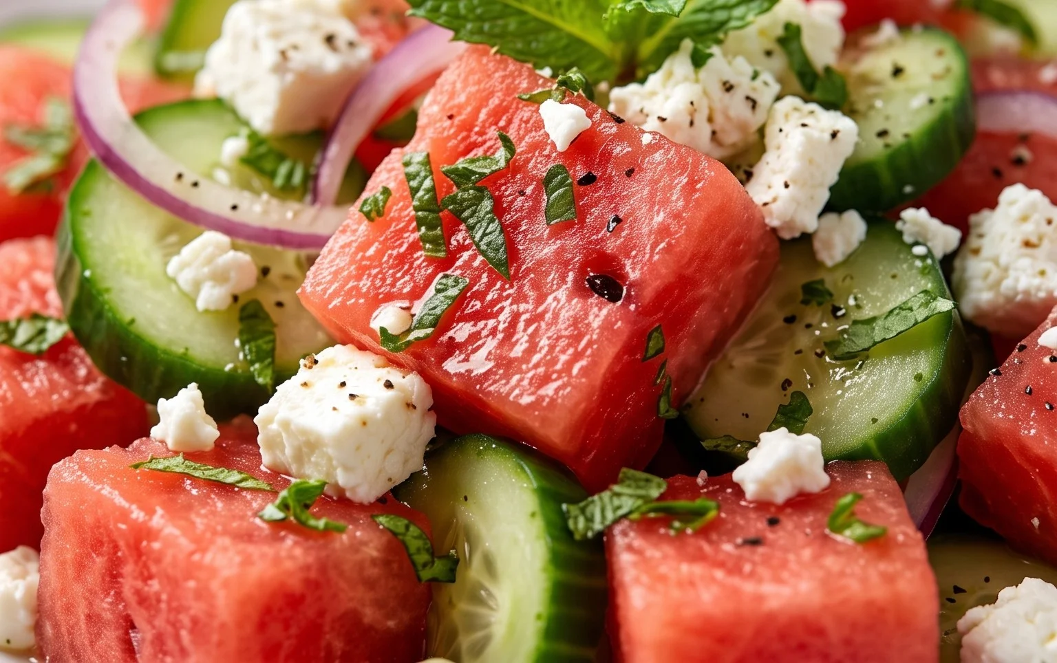 Watermelon Salad with Cucumber and Feta