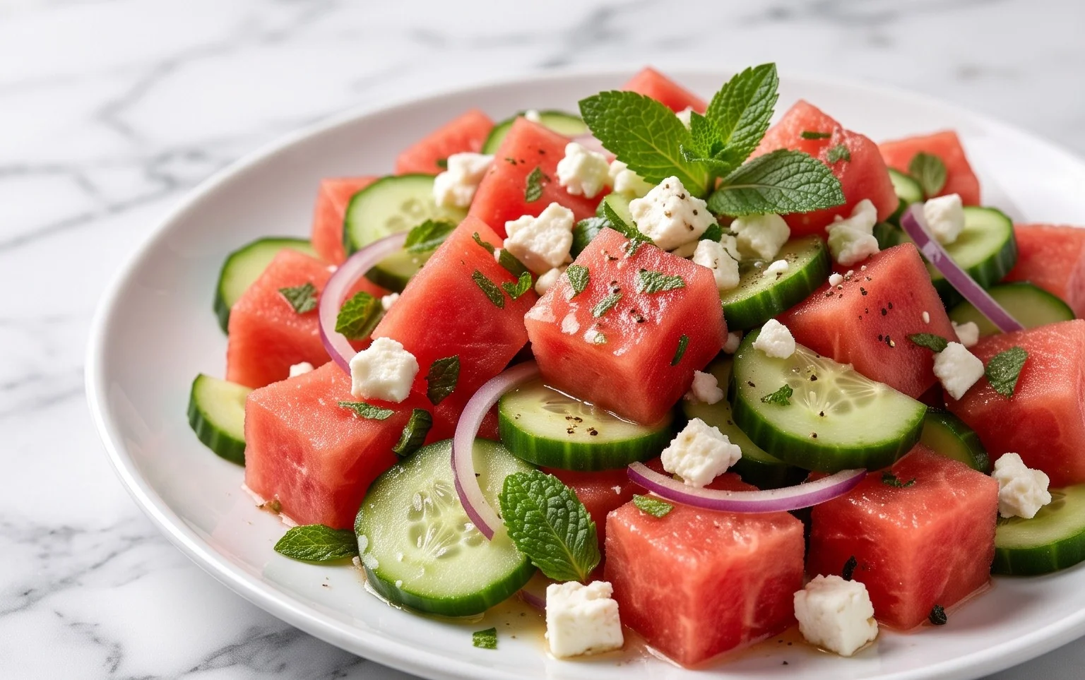 Watermelon Salad with Cucumber and Feta