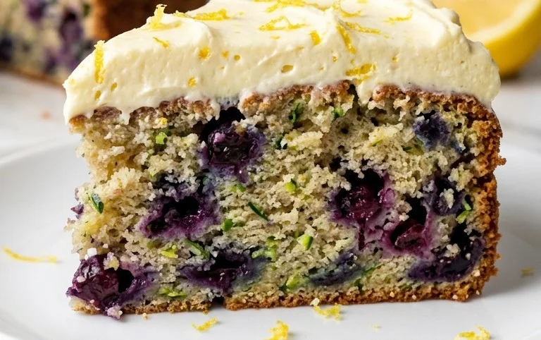 Blueberry Zucchini Cake with Lemon Buttercream