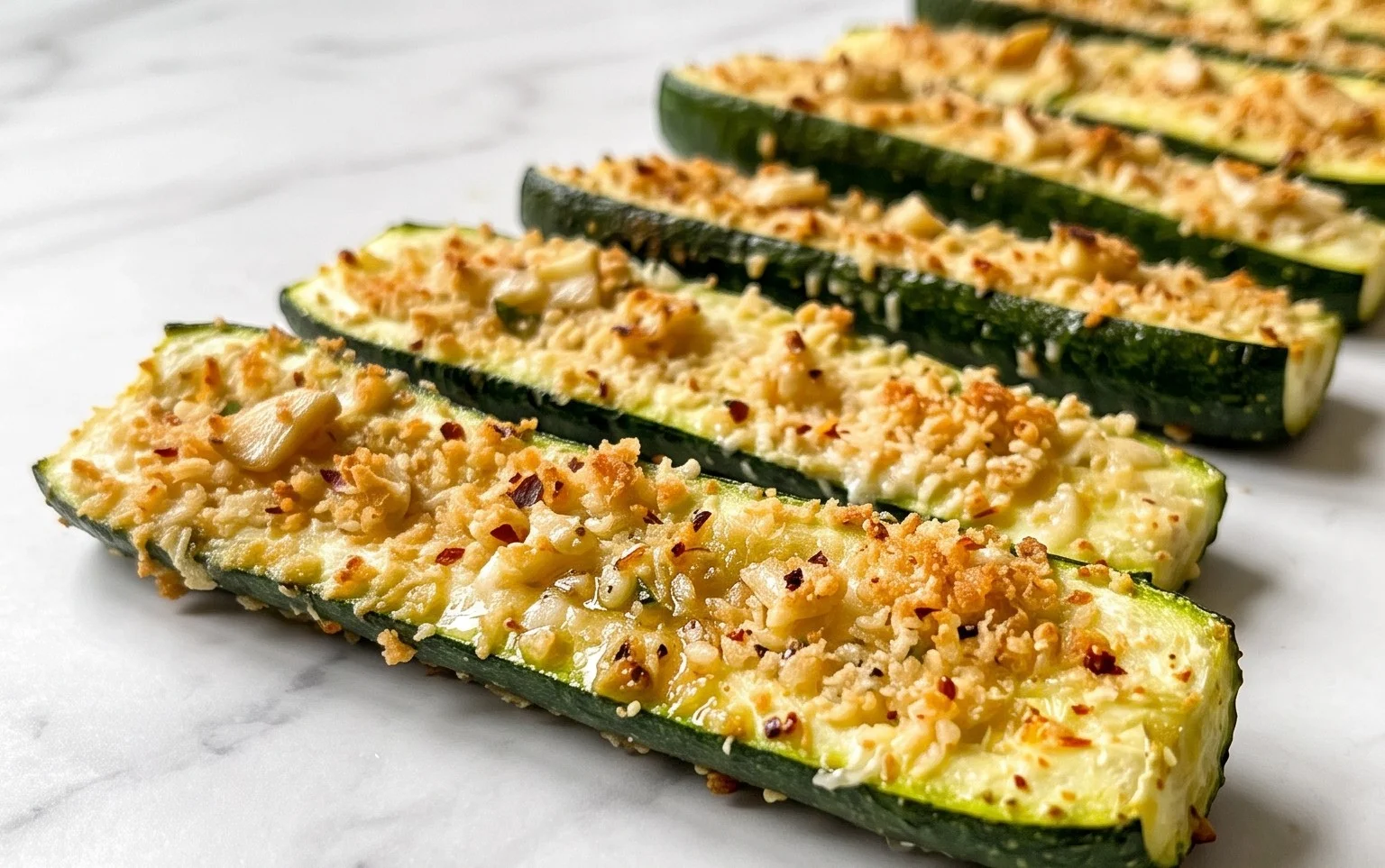 Irresistibly Crunchy Garlic Parmesan Roasted Zucchini